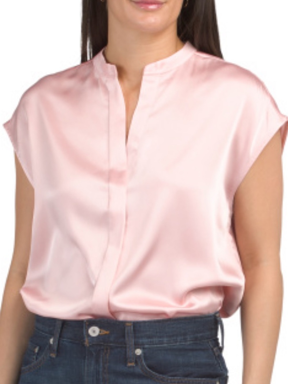 Vince Button Front Satin Blouse - Rosa